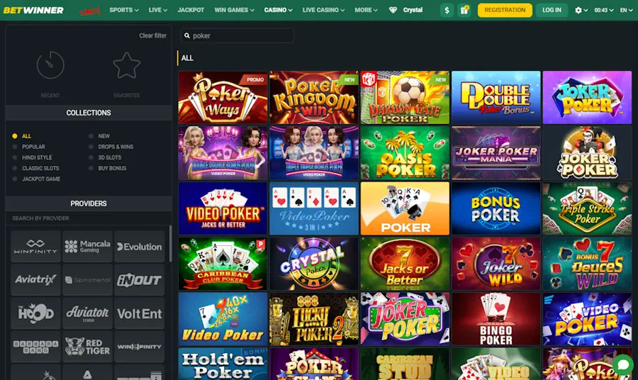 Betwinner Casino Poker Games Screenshot